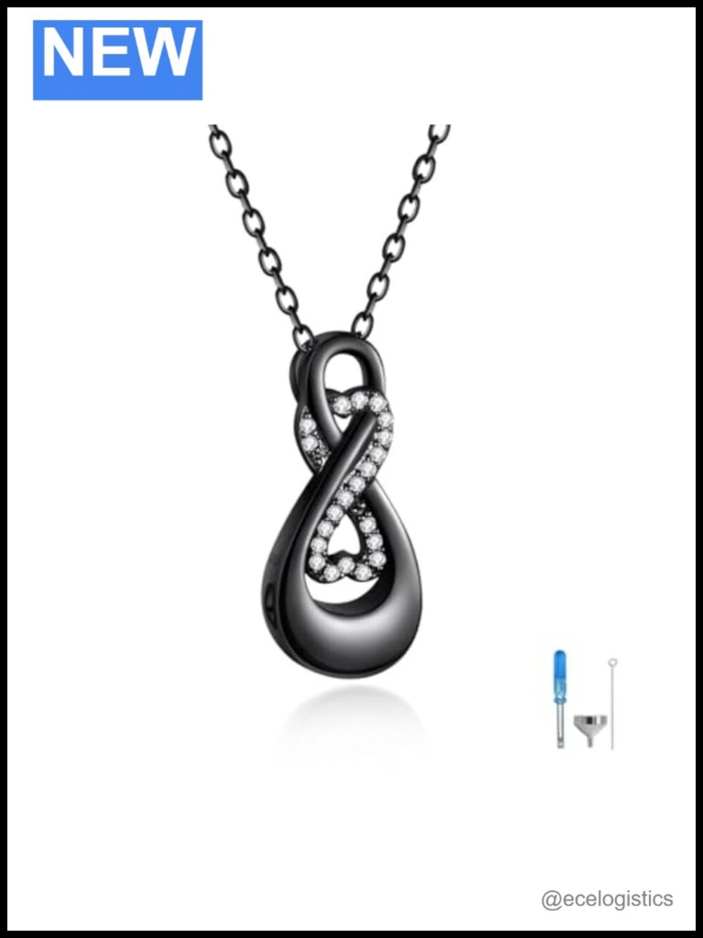 S925 Sterling Silver Infinity Urn Necklace Teardrop Cremation Jewelry